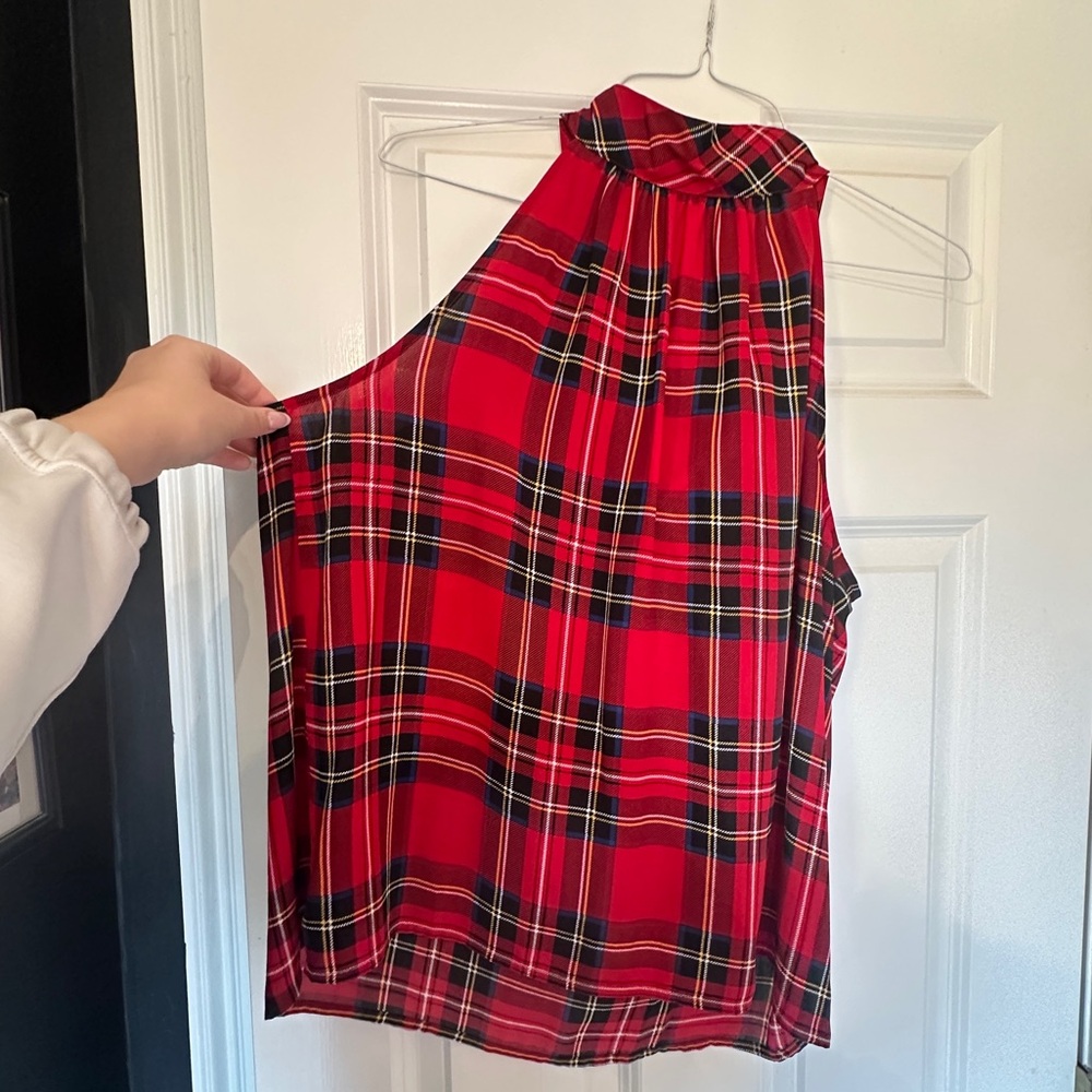 JCREW tartans and plaid sleeveless blouse